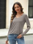 Women’s Long Sleeve V-Neck Casual Top - Grey