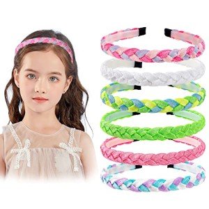 Rainbow Glitter Braided Headbands Set of 6