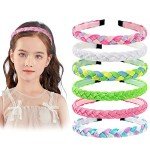 Rainbow Glitter Braided Headbands Set of 6