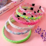 Rainbow Glitter Braided Headbands Set of 6