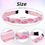 Rainbow Glitter Braided Headbands Set of 6