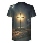 Men's Fashion Jesus Cross 3D Print T-Shirt Short Sleeve Funny Graphic Tees Tops Christian Religious Bible T-Shirts