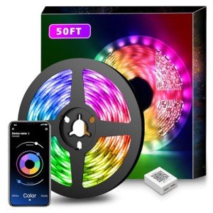 Nexillumi Led Lights for Bedroom 50ft(1 Roll of 50ft) Music Sync Color Changing Led Strip Lights Smart with Remote and App Control Built-in Mic for Party Home Room Decor Luces LED para Cuarto