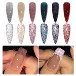 Reflective Glitter Gel Nail Polish Set - 6 Colors