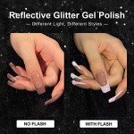 Reflective Glitter Gel Nail Polish Set - 6 Colors