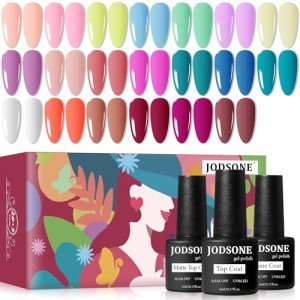 20-Color Gel Nail Polish Kit with Base & Top Coats
