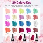 20-Color Gel Nail Polish Kit with Base & Top Coats