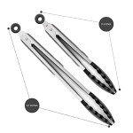2 Pack Silicone Kitchen Tongs - BPA Free