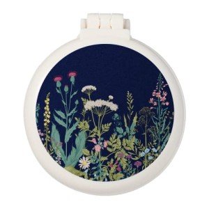 Pocket-Sized Hairbrush with Mirror - Black Floral