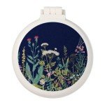 Pocket-Sized Hairbrush with Mirror - Black Floral