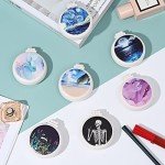 Pocket-Sized Hairbrush with Mirror - Black Floral