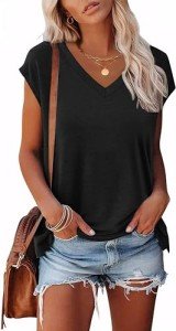 Trendy Plus Size Short Sleeve V Neck Tops