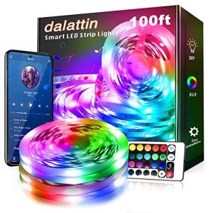 dalattin Led Lights for Bedroom 100ft,Smart Led Strip Lights with App Control Remote Control, RGB LED Light Strips,Music Sync Color Changing Room Decoration Party,Halloween Decor(2 Rolls of 50ft)