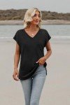 Trendy Plus Size Short Sleeve V Neck Tops