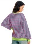 Oversized Striped Sweatshirt for Women - Pink