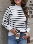 Trendy Women's Black Stripe Long Sleeve Sweater