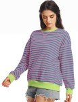 Oversized Striped Sweatshirt for Women - Pink