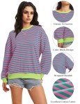 Oversized Striped Sweatshirt for Women - Pink
