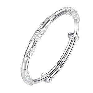 Adjustable Sterling Silver Bangle Bracelet for Women