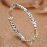 Adjustable Sterling Silver Bangle Bracelet for Women