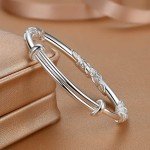 Adjustable Sterling Silver Bangle Bracelet for Women