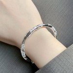 Adjustable Sterling Silver Bangle Bracelet for Women