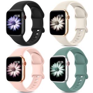 4 Pack Soft Silicone Apple Watch Bands
