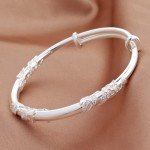 Adjustable Sterling Silver Bangle Bracelet for Women