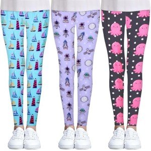 Cute High-Waisted Leggings for Toddler Girls (3 Pack)