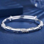 Adjustable Sterling Silver Bangle Bracelet for Women