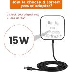 15W Power Adapter Replacement for Echo Pop, Dot 5th Gen, Dot 4th Gen, Dot 3rd Gen, Kids Edition, TV Cube Smart Speakers - Black Charger Cord Plug Long Cable, 5ft