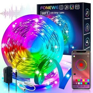FONEWE 50ft Led Lights for Bedroom Led Strip Lights Led Light Strip with App Led Lights for Home Decoration