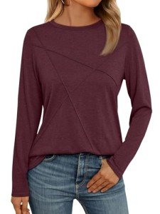 Women’s Basic Long Sleeve Top - Wine Red