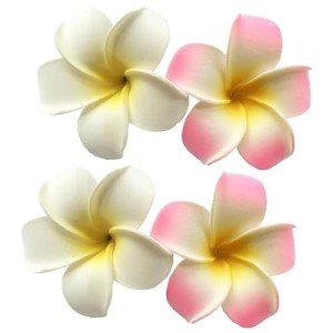 4 Pack Pink & White Foam Flower Hair Clips