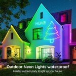 16.4Ft Neon Rope Lights,Flexible Led Rope Lights Control with App/Remote,Multiple Modes Rope Lights,IP65 Outdoor RGB Led Neon Lights Waterproof,Music Sync Gaming Led Neon Light Strip for Bedroom Decor