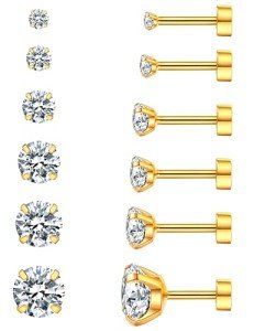 6 Pairs Hypoallergenic Surgical Steel Earrings Set