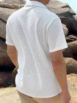 Men's Short Sleeve Waffle Knit Button Down Shirt