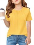 Pleated Summer Tee for Girls - Yellow, Ages 5-14