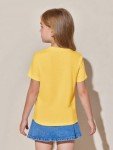 Pleated Summer Tee for Girls - Yellow, Ages 5-14