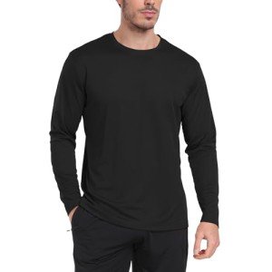 Men's Moisture-Wicking Long Sleeve Workout Tee - Black