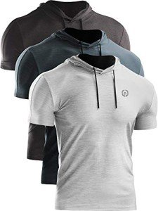 Neleus Men's Dry Fit Hooded Athletic Shirt 3-Pack