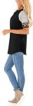 Leopard Print Tops for Women Short Sleeve Crew Neck T Shirts Black S