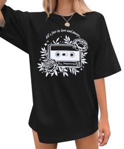 Country Music Concert Shirt Women: New Album Tshirt Music Tshirts Music Lovers Gift Oversized Tops Black