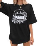 Country Music Concert Shirt Women: New Album Tshirt Music Tshirts Music Lovers Gift Oversized Tops Black