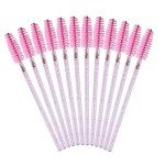 50PCS Crystal Pink Mascara Wands & Spoolies