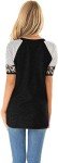 Leopard Print Tops for Women Short Sleeve Crew Neck T Shirts Black S