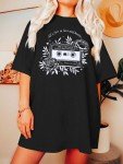 Country Music Concert Shirt Women: New Album Tshirt Music Tshirts Music Lovers Gift Oversized Tops Black