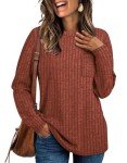 Aokosor Fall Clothes for Women 2024 Long Tunic Sweatshirts Womens Fashion Caramel L