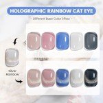 Rainbow Cat Eye Gel Nail Polish - Holographic Glitter