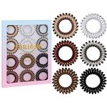 12-Pack Extra Long Spiral Hair Ties - Brown